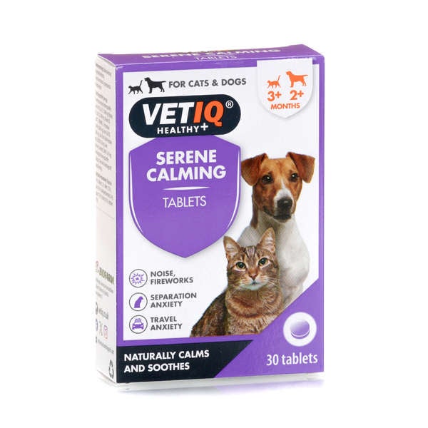 Serene Calming 1&ndash;20 kg -rauhoittava t&auml;ydennysrehu koirille ja kissoille, 30 tabl.